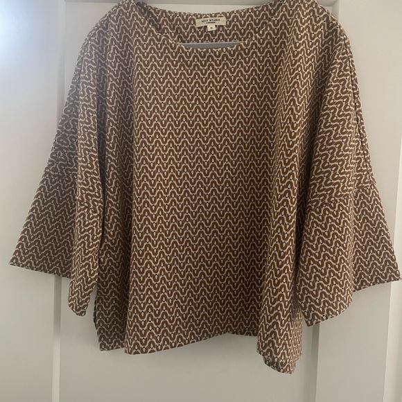 Max Studio Tops - Brown and White Patterned Top